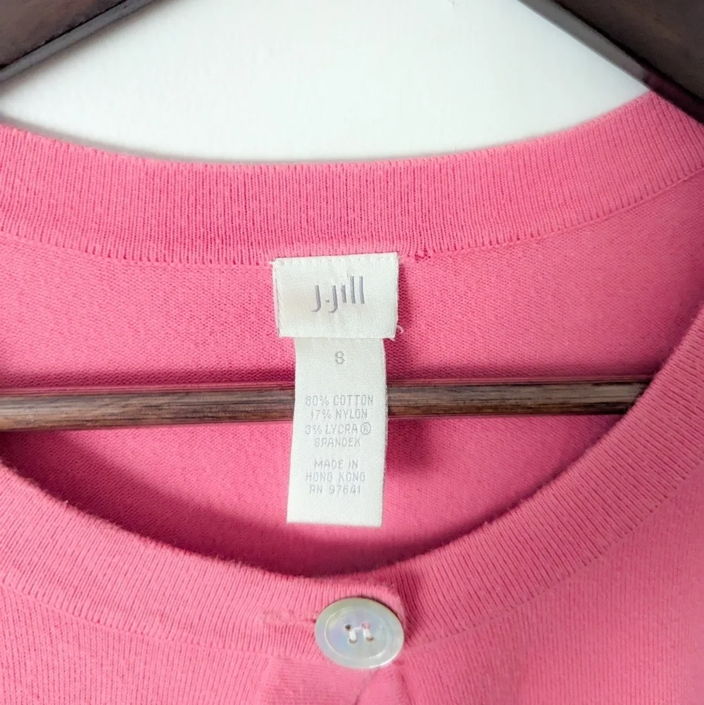 J Jill Pink Cotton Cardigan with Shell Buttons - Picture 3 of 3